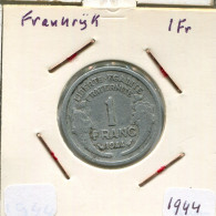 1 FRANC 1944 FRANKREICH FRANCE Französisch Münze #AM542.D - 1 Franc