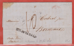 GUYANE LETTRE DE 1848 DE CAYENNE POUR BORDEAUX FRANCE - Lettres & Documents