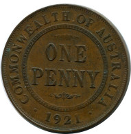 1 PENNY 1921 AUSTRALIE AUSTRALIA Pièce #AX358.F - Penny