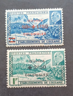 FRANCE COLONIE OCEANIE 1944 MARECHAL PETAIN SURCHARGES OEUVRES COLONIALES CAT YVERT N. 169/170 MNH - 1944 Maréchal Pétain, Surchargés – Œuvres Coloniales