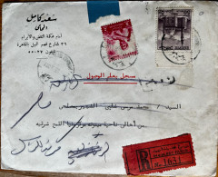 EGYPT: 1955, Registered Letter With 2 Stamps: Mosque And Farmer. Undeliverable So Returned. Unopened With Content #005 - Lettres & Documents