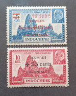 FRANCE COLONIE INDOCHINE 1944 MARECHAL PETAIN SURCHARGES OEUVRES COLONIALES CAT YVERT N.294/295 MNH - 1944 Maréchal Pétain, Surchargés – Œuvres Coloniales