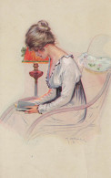 Jugendstil * CPA Illustrateur Art Nouveau M. MILLIERE Millière * Profils Parisiens N°6 Série 30 * Femme Lecture Livre - Milliere