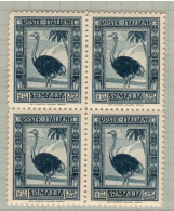 Somalia 1932, Bird, Birds, 2li55 Ostrich, Block Of 4, MNH** !!! Please Note The Ink Stain On The Back !!! - Straussen- Und Laufvögel