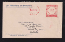 Australia 1947 Meter Cover 3½p University Of Melbourne To BOSTON USA - Storia Postale