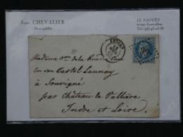 BR16 FRANCE BELLE LETTRE 1868  ANGERS  AU CHATEAU LAVALLIERE CASTEL LAUNAY  + NAPOLEON N° 28 +AFF. PLAISANT+++ - 1863-1870 Napoléon III Con Laureles