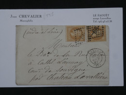 BR16 FRANCE BELLE LETTRE 1869  ANGERS  AU CHATEAU LAVALLIERE CASTEL LAUNAY  + NAPOLEON N° 28 +AFF. PLAISANT+++ - 1863-1870 Napoléon III Con Laureles