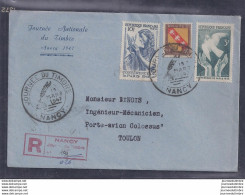 Enveloppe Locale Journee Du Timbre 1947 Nancy Recommandée - Sonstige & Ohne Zuordnung