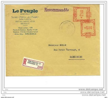 Recommandée  ' Journal  LE PEUPLE ' Affr. Mécanique - Obl. Bxl 1958 - ...-1959