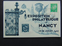 Le Timbre De L'exposition Philatélique De Nancy Sur La Carte Postale De Cette Même Exposition - Briefe U. Dokumente