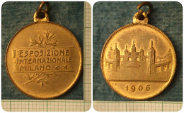 M_p> Medaglia ESPOSIZIONE INTERNAZIONALE MILANO 1906 - Bronzo Dorato - Opus S.J. - Professionnels/De Société