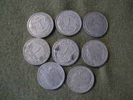 LOT DE 8 PIECES DE 1 FRANC MORLON LEGERE DIFFERENTES. 1941 / 1958 - 1 Franc