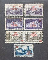 FRANCE COLONIE REUNION 1949 TIMBRES ET TYPES DE 1945 OVERPRINT CFA CAT YVERT N. 302A-298A-304-306 - Oblitérés