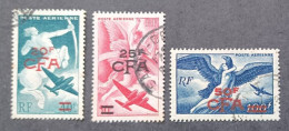FRANCE COLONIE REUNION 1954 AIRMAIL SERIE MYTHOLOGIQUE OVERPRINT CFA CAT YVERT N. 45-46-47 - Used Stamps