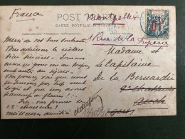 CP PHOTO MILITAIRE Pour Mme Et Le Capitaine De La BERUARDIE (FRANCE) TP 45 Surch. 10 OBL. BLEUE 17? MARS 13 - Lettres & Documents