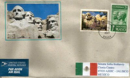 Mount Rushmore (Dakota Du Sud) Sur Lettre Adressée Mexico, Timbre Froissé. (Voir Photo) - Briefe U. Dokumente