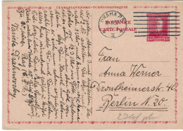 Ganzsache Masaryk 1,50 Kronen CSR Prag Praha 1937 > Berlin - Sin Clasificación