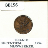 50 CENTIMES 1954 DUTCH Text BELGIQUE BELGIUM Pièce #BB156.F - 50 Cent