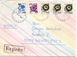 65630 - Polen - 1991 - 3@2000Zl Pflanzen MiF A EilBf POZNAN -> WARSZAWA -> GEHRDEN (Deutschland) - Lettres & Documents