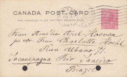 Canada Postal Stationery Ganzsache Entier 2c. GV. HAMILTON Ontario 1921 RIO DE JANEIRO Brazil SCARCE Destination !! - 1903-1954 Rois