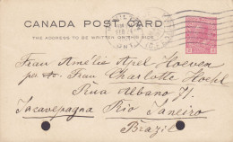 Canada Postal Stationery Ganzsache Entier 2c. GV. HAMILTON Ontario 1921 RIO DE JANEIRO Brazil SCARCE Destination !! - 1903-1954 Kings