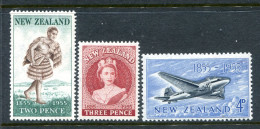 New Zealand 1955 Centenary Of First New Zealand Postage Stamps Set HM (SG 739-741) - Unused Stamps