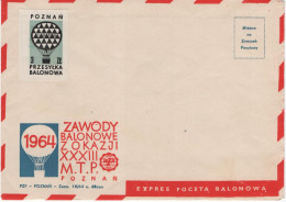 Poland Polska 1964 Balloon, Zawody Balonowe Poznan, Expres Poczta Przesylka Balonowa - Libretti