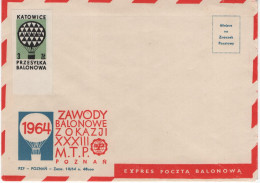 Poland Polska 1964 Balloon, Zawody Balonowe Poznan, Expres Poczta Przesylka Balonowa, Katowice - Cuadernillos