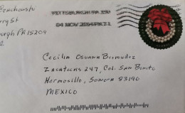 2012  USA To Mexico Christmas Wreath Global Forever Bow Stamp  On Cover - Cartas & Documentos