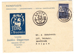 Finlande - Carte Postale De 1955 - Oblit Lahti - Rathaus - Maison Communale - Valeur 4 Euros - Covers & Documents