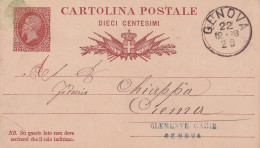 1878 Intero Postale 10 C. Da Genova A Crema 22.12.1878 - Ganzsachen