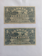 Danemark 2 Billets 5 Kroner  1942 1943 - Danimarca