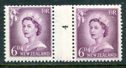 New Zealand 1955-59 QEII Large Figure Definitives - Coil Pairs - 6d Mauve - No. 4 - LHM - Neufs