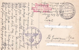 4814 58  Feldpost über DeutscheDienstpost  Böhmen-Mähren. Stempel: Pragd / 06.3.40. Briefstempel  Kraftfahr-Ersatz Abt 5 - Briefe