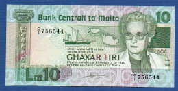 MALTA - P.39 – 10 Liri L. 1967 (1986) XF/aUNC, S/n C/I 756544 "Agata Barbara" Issue - Malta