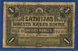 LATVIA - P. 2b – 1 Rublis 1919 VG/F, S/n G 202306 - Latvia