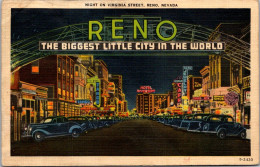 Nevada Reno Virginia Street At Night 1939 - Reno