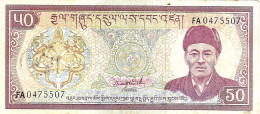 BHUTAN 50 NGULTRUM PURPLE MAN FRONT BUILDING MONASTERY BACK ND(1992) P.17b F+ READ DESCRIPTION !! - Bhután