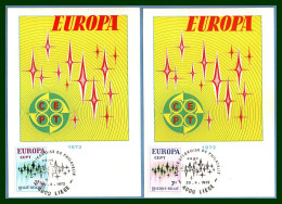 Carte Maximum Europa 1972 Belgique België Belgium Yv. N° 1623 1624 (voir !) - 1972