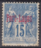 PORT LAGOS : 15c BLEU N° 3 OBLITERATION BLEUE PERLEE LEGERE - Oblitérés