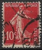 France Semeuse 10c N°138c Rouge écarlate Oblitéré - Oblitérés