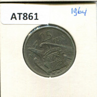 25 PESETAS 1964 SPAIN Coin #AT861.U - 25 Pesetas