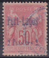 PORT LAGOS : 2P SUR 50c ROSE N° 5 OBLITERATION BLEUE PERLEE LEGERE - COTE 125 € - Oblitérés