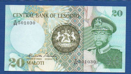 LESOTHO - P. 7b – 20 Maloti 1984 AUNC, S/n D/84 501030 - Lesotho