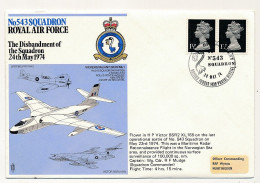 GRANDE BRETAGNE - Env. 543e Squadron Royal Air Force - Démantelement - 24 Mai 1974 British Forces... - Lettres & Documents