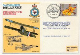 GRANDE BRETAGNE - Env. 43e Squadron Royal Air Force - 34eme Anniversaire Bataille D'Angleterre 14 Sept 1974 - Covers & Documents