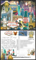 USA 2023 Las Vegas Nevada ,Horse & Cow Rider,Pharaoh,Paris,Coca Cola, M&M Candy,Statue Of Liberty Postcard To India (**) - Cartas & Documentos