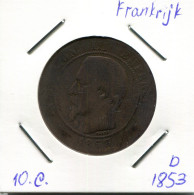 10 CENTIMES 1853 D FRANCIA FRANCE Napoleon III Moneda #AM067.E - 10 Centimes