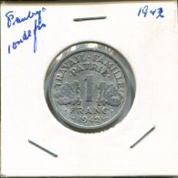 1 FRANC 1942 (Heavy Type) FRANCE Coin French Coin #AN934 - 1 Franc