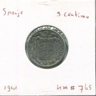 5 CENTIMOS 1941 SPAIN Coin #AR821.U - 5 Centiemen